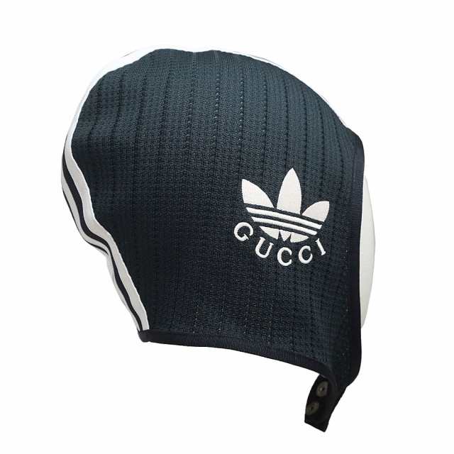 新品・未使用品）グッチ GUCCI Adidas アディダス コラボ ニット フード 帽子 Mサイズ 57CM ポリエステル91% コットン9%  ブラック ホワの通販はau PAY マーケット - ブランドシティ | au PAY マーケット－通販サイト