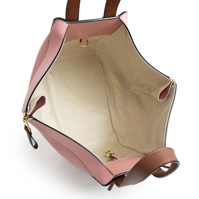 （新品・未使用品）ロエベ LOEWE ハンモック スモール 斜め掛け 2Way ショルダー ハンドバッグ グレインカーフレザー タン ミディアムピンク ブラウン 茶 ゴールド金具 387.30WS35