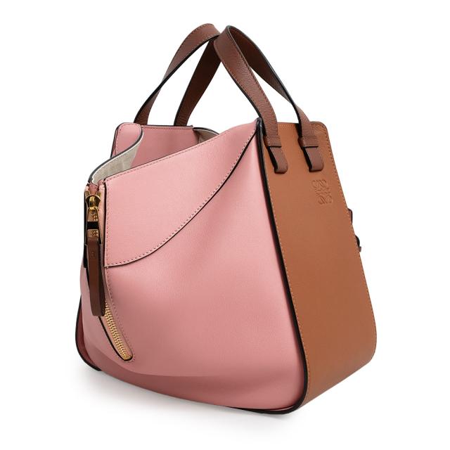 （新品・未使用品）ロエベ LOEWE ハンモック スモール 斜め掛け 2Way ショルダー ハンドバッグ グレインカーフレザー タン ミディアムピンク ブラウン 茶 ゴールド金具 387.30WS35