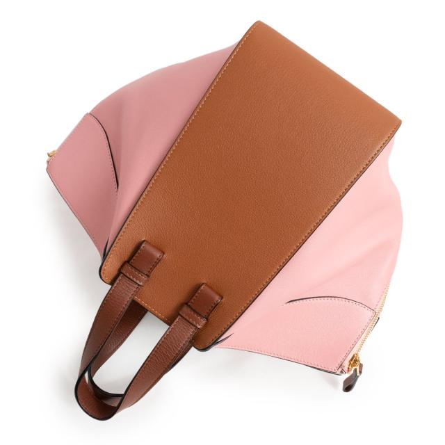 （新品・未使用品）ロエベ LOEWE ハンモック スモール 斜め掛け 2Way ショルダー ハンドバッグ グレインカーフレザー タン ミディアムピンク ブラウン 茶 ゴールド金具 387.30WS35