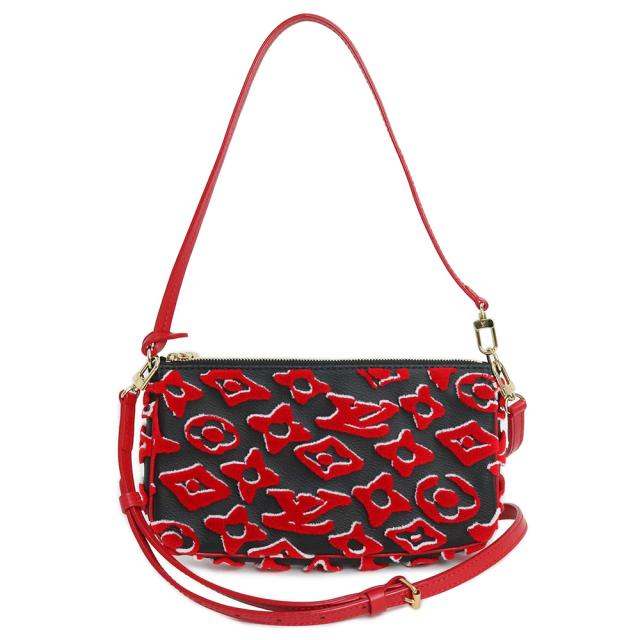 （新品・未使用品）ルイ ヴィトン LOUIS VUITTON ポシェット アクセソワール バッグ ウルス フィッシャー コラボ  2WAY ショルダー 斜め掛け アクセサリーポーチ モノグラム タフタージュ レザー ノワール ブラック レッド 黒 赤 ゴールド金具 M45548 箱付