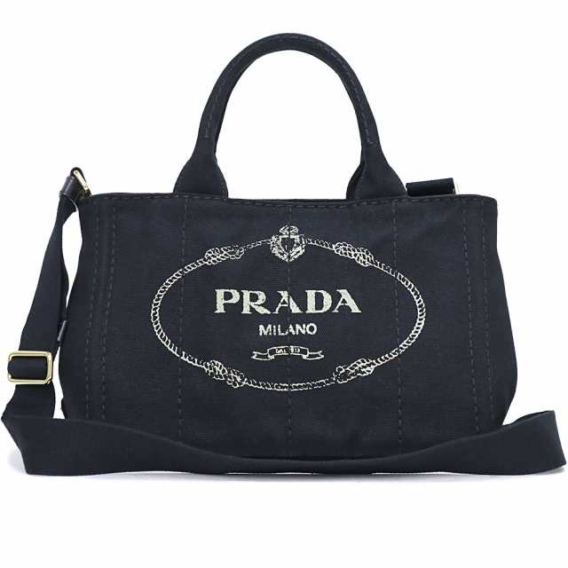 （中古）プラダ PRADA カナパ 2WAY 斜め掛け ショルダー ハンドバッグ デニム NERO ネロ ブラック 黒 ゴールド金具 B2439G