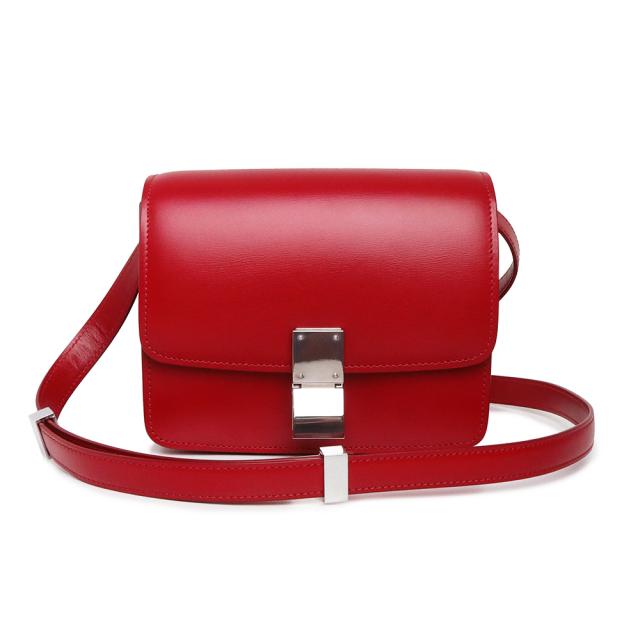 （未使用　展示品）セリーヌ CELINE クラシック ボックス スモール ショルダーバッグ 斜め掛け クラシックカーフ レザー レッド 赤 シルバー金具 189183
