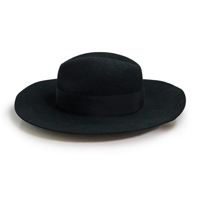 （美品）ボルサリーノ Borsalino リボン 中折れ帽 ハット 帽子 Mサイズ ラビットファー フェルト ブラック 黒 270359_1