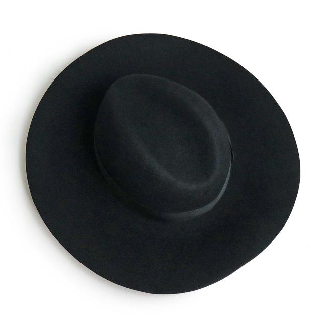 （美品）ボルサリーノ Borsalino リボン 中折れ帽 ハット 帽子 Mサイズ ラビットファー フェルト ブラック 黒 270359_3