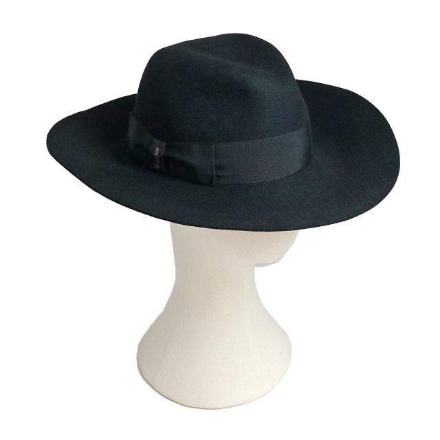 （美品）ボルサリーノ Borsalino リボン 中折れ帽 ハット 帽子 Mサイズ ラビットファー フェルト ブラック 黒 270359_5