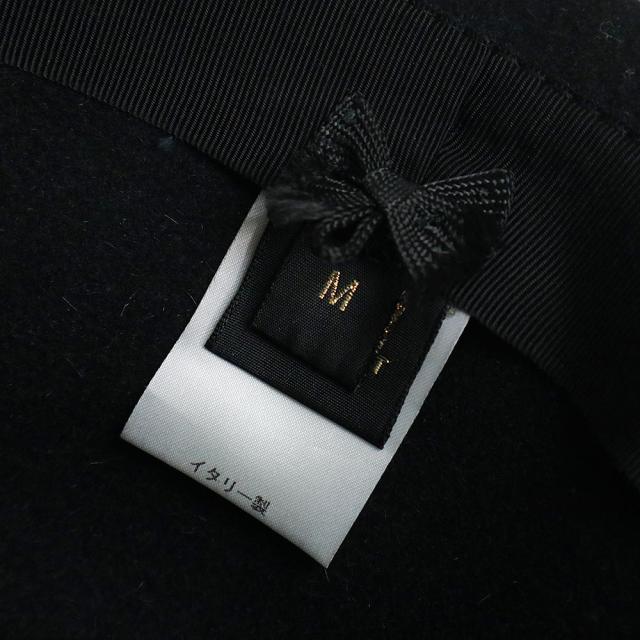 （美品）ボルサリーノ Borsalino リボン 中折れ帽 ハット 帽子 Mサイズ ラビットファー フェルト ブラック 黒 270359_7