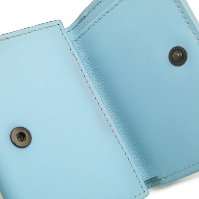 美品）ザネラート ZANELLATO 三つ折り財布 レザー ライトブルー 水色