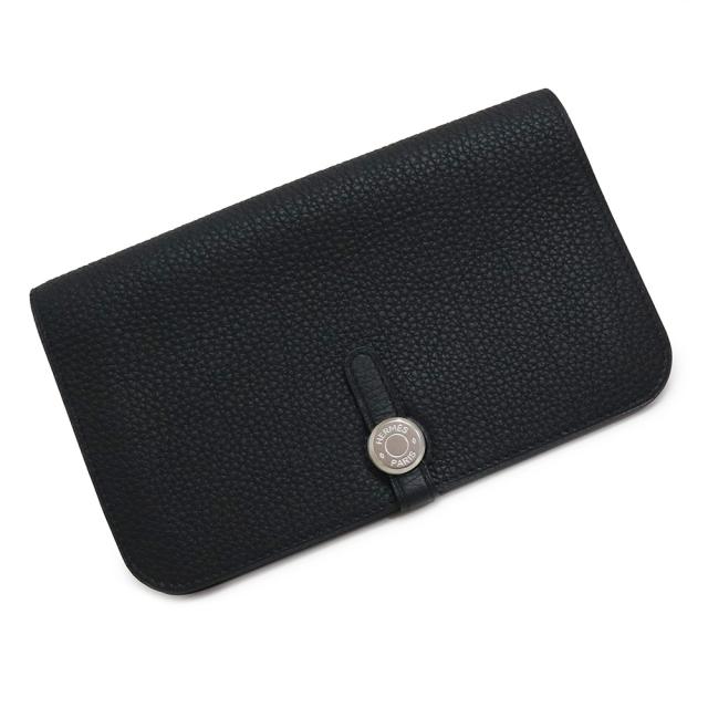 （未使用　展示品）エルメス HERMES ドゴン GM デュオ 二つ折り長財布 トゴ レザー ノワール ブラック 黒 シルバー金具 Y刻印 箱付の通販は