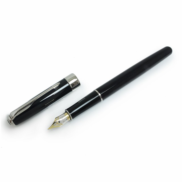 （中古）パーカー PARKER ソネット SONNET 万年筆 ペン先:18K 750 ブラック 黒 シルバー ゴールド金具