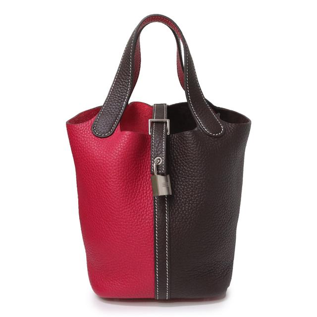 （未使用保管品）エルメス HERMES ピコタンロック カザック 18 PM ハンドバッグ トリヨンクレマンス レザー ルージュセリエ フランボワーズ ブラウン ピンク 茶 シルバー金具 Z刻印
