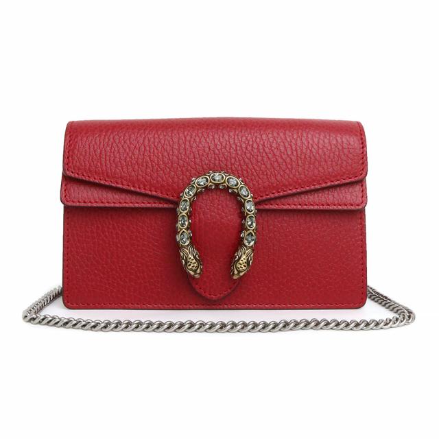 （新品・未使用品）グッチ GUCCI ディオニュソス スーパーミニ チェーン ショルダーバッグ 斜め掛け レザー レッド 赤 アンティークシルバー金具 476432 箱付