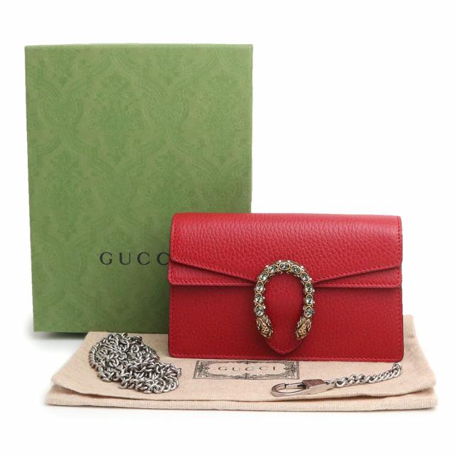 （新品・未使用品）グッチ GUCCI ディオニュソス スーパーミニ チェーン ショルダーバッグ 斜め掛け レザー レッド 赤 アンティークシルバー金具 476432 箱付_1
