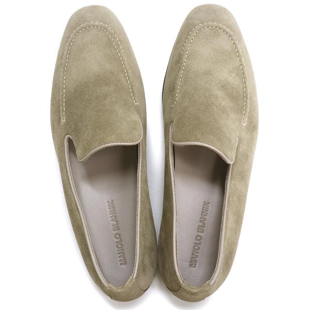 （未使用　展示品）マノロブラニク MANOLO BLAHNIK TRURO トゥルーロ スリッポン ローファー 靴 #8 26.5cm スウェード カーフスキン レザー