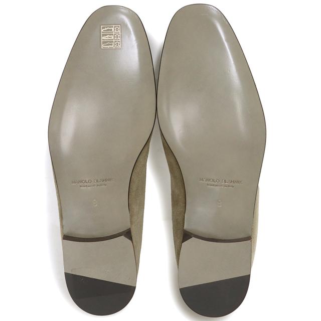 （未使用　展示品）マノロブラニク MANOLO BLAHNIK TRURO トゥルーロ スリッポン ローファー 靴 #8 26.5cm スウェード カーフスキン レザー