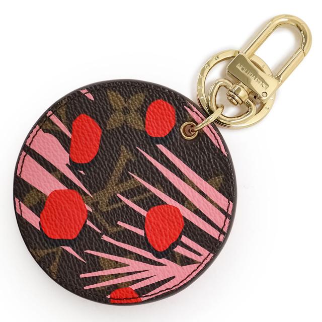 （未使用　展示品）ルイ ヴィトン LOUIS VUITTON ポルトクレ バッグチャーム キーホルダー モノグラム ジャングルドット ブラウン レッド ピンク 赤 茶 ゴールド金具 M42596の通販は