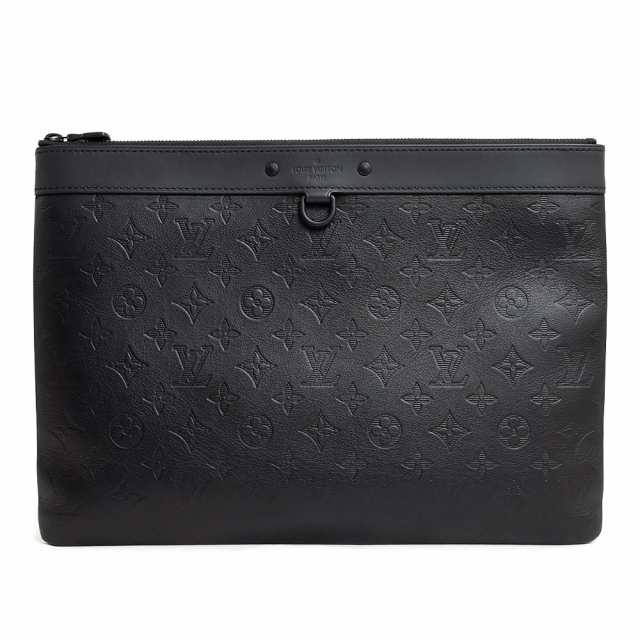 （美品）ルイ ヴィトン LOUIS VUITTON ポシェット ディスカバリー クラッチバッグ モノグラムシャドウ レザー ノワール ブラック 黒 ブラ