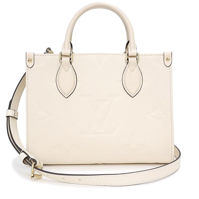 （新品・未使用品）ルイ ヴィトン LOUIS VUITTON オンザゴー PM 2way ショルダー ハンドバッグ 斜め掛け モノグラムアンプラント レザー クレーム ホワイト 白 ゴールド金具 M46569