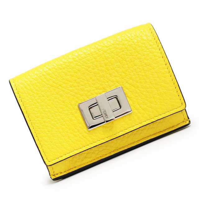 （新品・未使用品）フェンディ FENDI ピーカブー マイクロ コンパクトウォレット 三つ折り財布 カーフスキン レザー サンフラワー イエロ