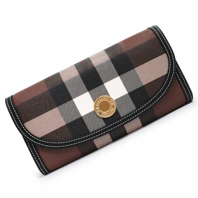 （新品・未使用品）バーバリー BURBERRY ハルトン ジャイアントチェック 二つ折り長財布 PVCコーティングキャンバス カーフレザー ダーク