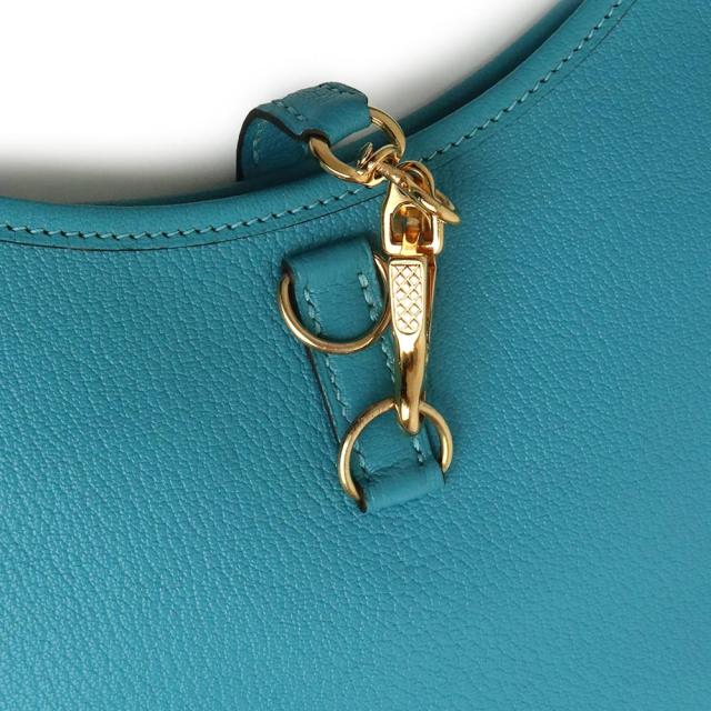 （中古）エルメス HERMES トリム 24 ワンショルダーバッグ シェーブル レザー Turquoise  ターコイズ ブルー 青 ゴールド金具 □H刻印_9
