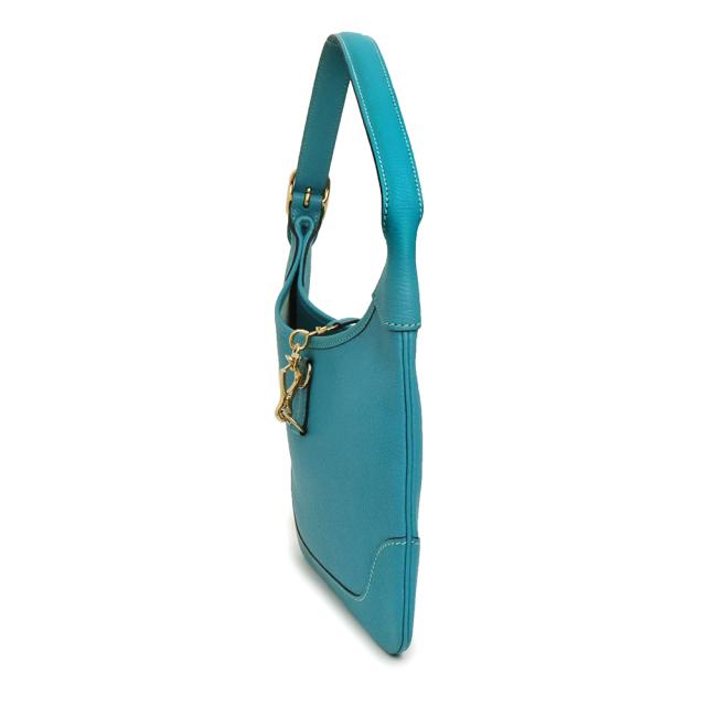 （中古）エルメス HERMES トリム 24 ワンショルダーバッグ シェーブル レザー Turquoise  ターコイズ ブルー 青 ゴールド金具 □H刻印_2