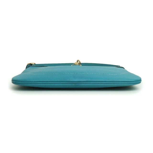 （中古）エルメス HERMES トリム 24 ワンショルダーバッグ シェーブル レザー Turquoise  ターコイズ ブルー 青 ゴールド金具 □H刻印_5