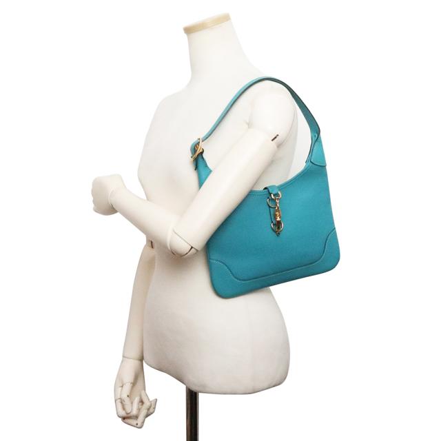 （中古）エルメス HERMES トリム 24 ワンショルダーバッグ シェーブル レザー Turquoise  ターコイズ ブルー 青 ゴールド金具 □H刻印_6