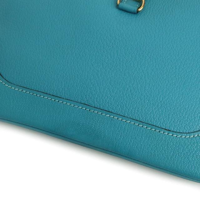 （中古）エルメス HERMES トリム 24 ワンショルダーバッグ シェーブル レザー Turquoise  ターコイズ ブルー 青 ゴールド金具 □H刻印_8