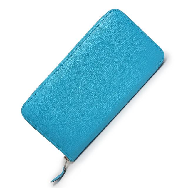（未使用　展示品）エルメス HERMES アザップ ロング クラシック ラウンドファスナー ジップ 長財布 シェブル シェーブルミゾール オールレザー ブルーアズテック 青 シルバー金具 □R刻印の通販は