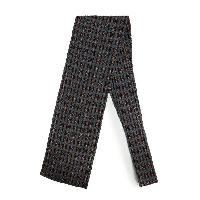 （未使用保管品）エルメス HERMES H柄 ニットタイ 9.5CM ネクタイ シルク100％ グレー オレンジ 箱付