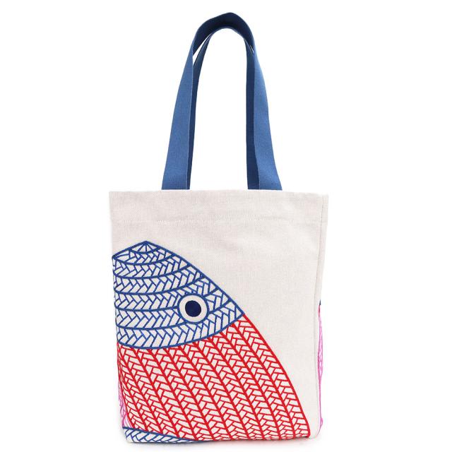 （未使用　展示品）エルメス HERMES POISSON NATTE ポワソン ナッテ ビーチ トートバッグ コットン100％ ブルー ルージュ 青 赤