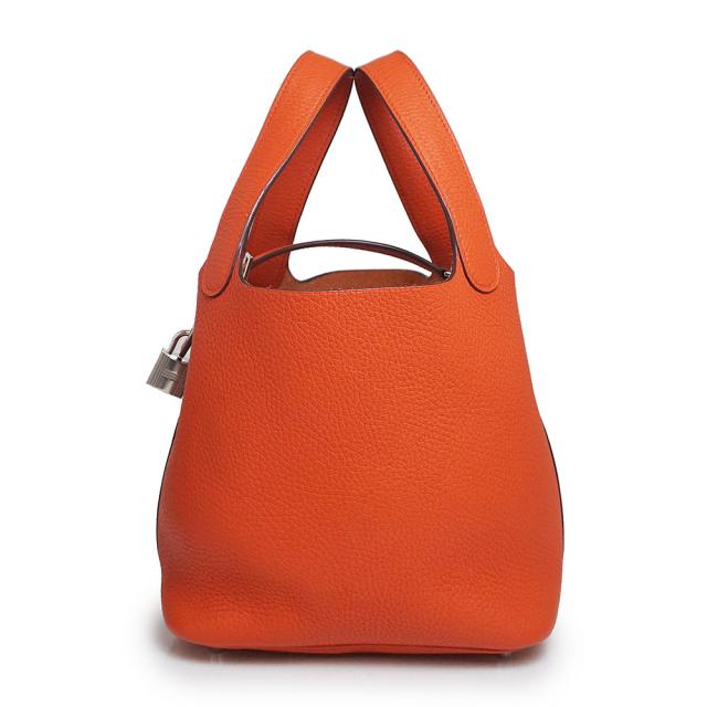 （美品）エルメス HERMES ピコタンロック PM 18 ハンドバッグ トリヨンクレマンス レザー オレンジ テールバテュー シルバー金具 X刻印