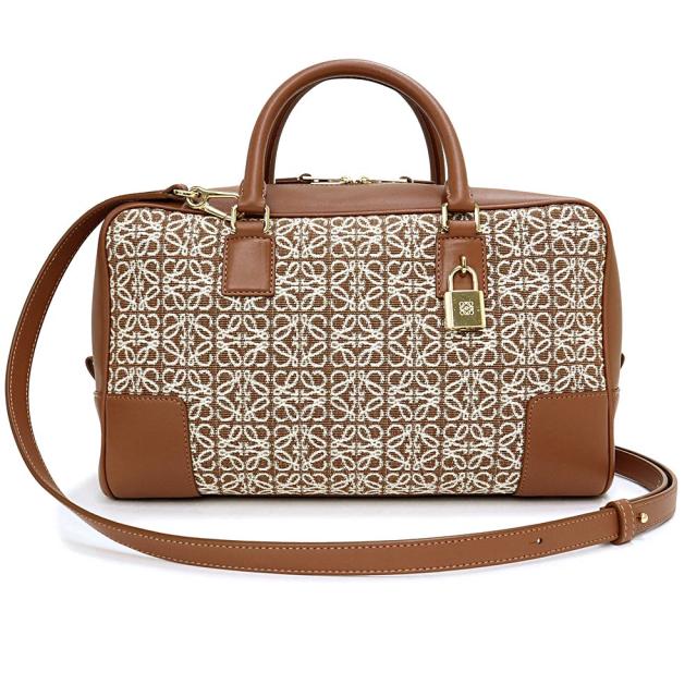 （未使用　展示品）ロエベ LOEWE アマソナ 28 2way ショルダー ハンドバッグ 斜め掛け カーフスキン レザー ジャガード タン ブラウン 茶 ゴールド金具 A039N08X02
