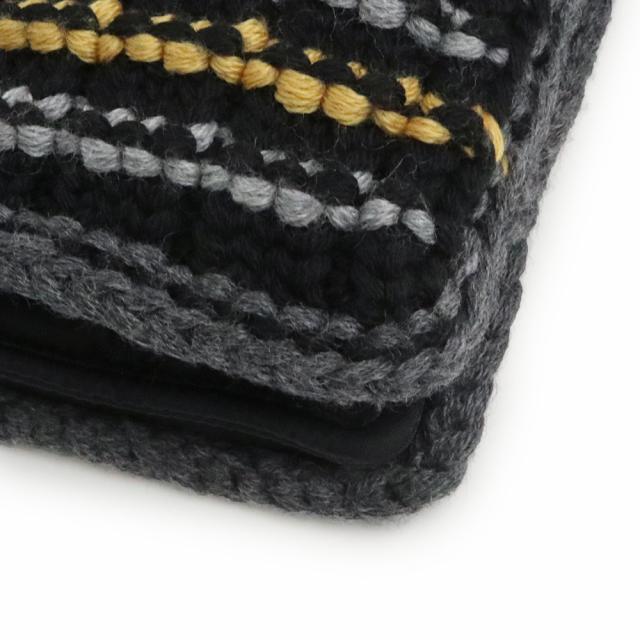 （未当てはめる 見せびらかす品）プラダ PRADA 編み物 下げ翼 2WAY クラッチペダル チェーン店 ショルダーバッグ 曲がった掛け TESSUTO ナイロン maglia ARDESIA アルデシア 薄墨色 ボルドーワイン 黄色 ゴールド金具 1BF061
