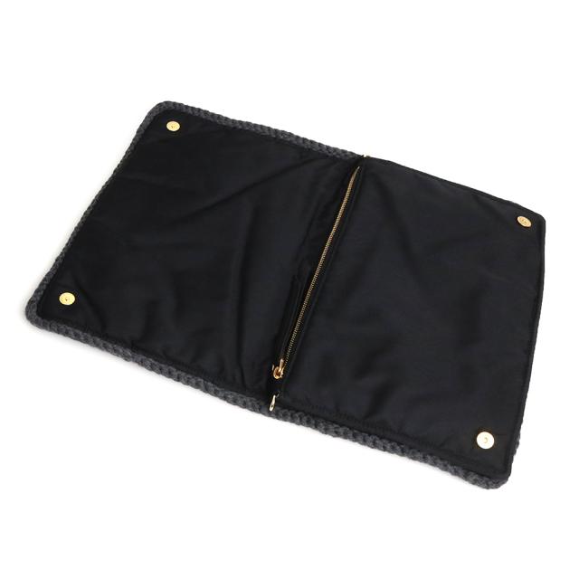 （未当てはめる 見せびらかす品）プラダ PRADA 編み物 下げ翼 2WAY クラッチペダル チェーン店 ショルダーバッグ 曲がった掛け TESSUTO ナイロン maglia ARDESIA アルデシア 薄墨色 ボルドーワイン 黄色 ゴールド金具 1BF061