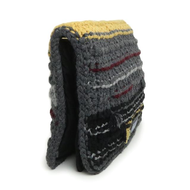 （未当てはめる 見せびらかす品）プラダ PRADA 編み物 下げ翼 2WAY クラッチペダル チェーン店 ショルダーバッグ 曲がった掛け TESSUTO ナイロン maglia ARDESIA アルデシア 薄墨色 ボルドーワイン 黄色 ゴールド金具 1BF061
