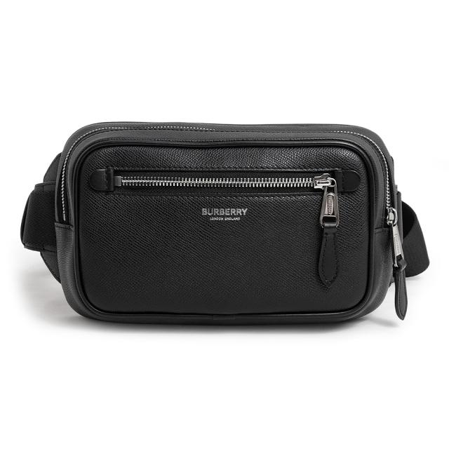 （未使用　展示品）バーバリー BURBERRY パディ ロゴ ベルト ウエスト ボディ ショルダーバッグ 斜め掛け レザー ブラック 黒 シルバー金具 8026547