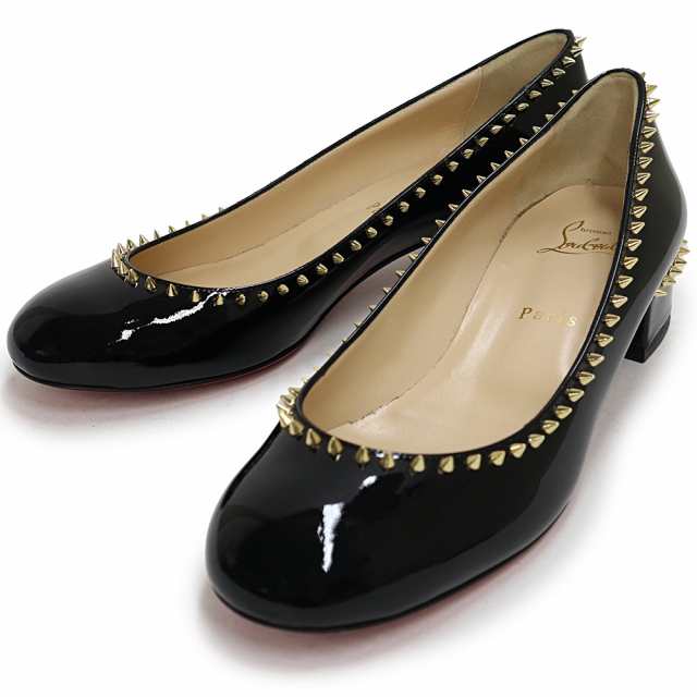 （未使用　展示品）クリスチャンルブタン Christian Louboutin TRELILIANE 30 パンプス スタッズ #38 25cm 靴 パテントレザー ブラック 黒 ゴールド金具 3150759