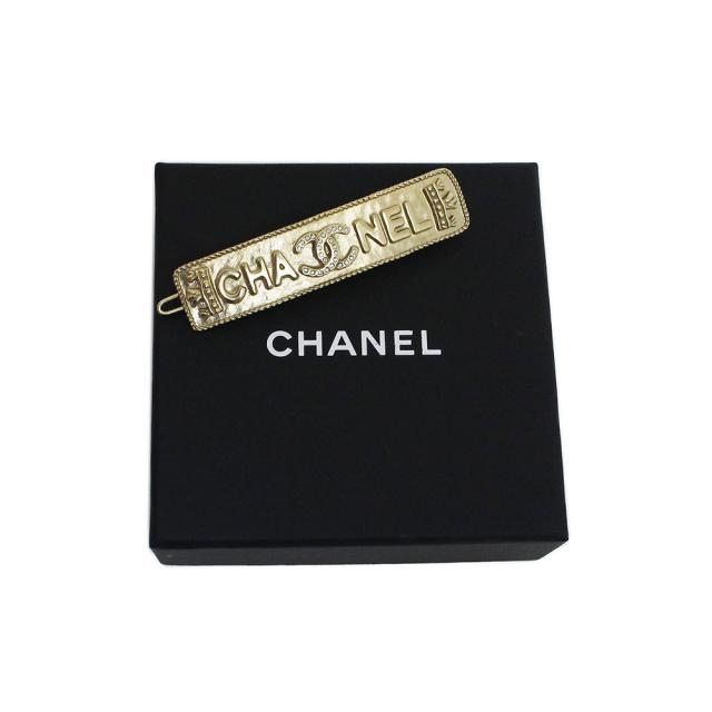 （新品・未使用品）シャネル CHANEL ココマーク ラインストーン ロゴ 髪留め ヘアアクセサリー バレッタ ゴールド AB6653 箱付_1