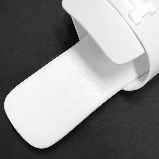 （新品・未使用品）エルメス HERMES ギャラリー サンダル 靴 #35.5 22.5cm カーフスキン レザー ホワイト 白 ホワイト金具 箱付