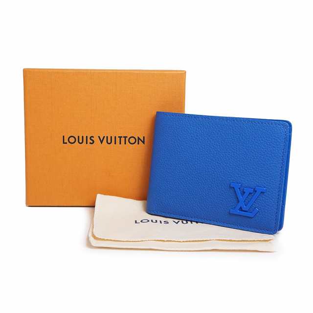 （新品・未使用品）ルイ ヴィトン LOUIS VUITTON ポルトフォイユ ミュルティプル 札入れ 二つ折り財布 アエログラムレザー ブルー 青 M82272 箱付の通販は
