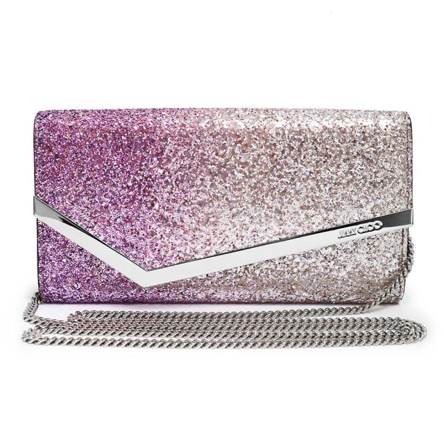 JIMMY CHOO グリッタークラッチバッグ シルバー/ブルー/ピンク Jimmy Choo グリッター クラッチバッグ