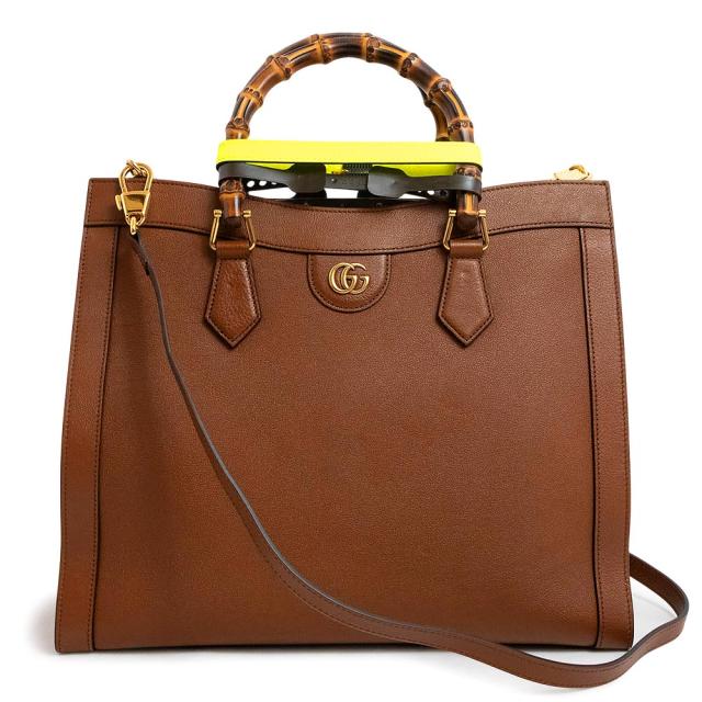 （未使用　展示品）グッチ GUCCI ダイアナ ミディアム トート 2way ショルダー ハンドバッグ 斜め掛け レザー ブラウン 茶 ゴールド金具 655658