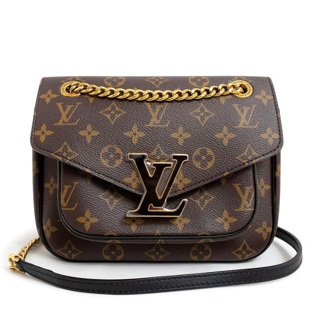 （未使用　展示品）ルイ ヴィトン LOUIS VUITTON パッシー 2way チェーン ショルダーバッグ 斜め掛け モノグラム レザー ブラウン ブラック 茶 黒 ゴールド金具 M45592