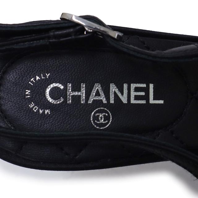 （未使用保管品）シャネル CHANEL ココマーク スリングバック シューズ パンプス 靴 #36.5 23.5cm サテン ストラス ブラック 黒 シルバー金具 G40062