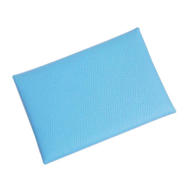 （新品・未使用品）エルメス HERMES カルヴィ デュオ コンパクト カードケース 名刺入れ 定期入れ パスケース コインケース 小銭入れ 財布 ヴォーエプソン レザー セレスト セレステ ライトブルー 青 シルバー金具 B刻印 箱付の通販は