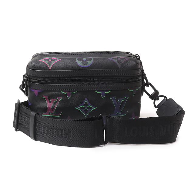 （未使用　展示品）ルイ ヴィトン LOUIS VUITTON コメット メッセンジャー クロスボディ ショルダーバッグ 斜め掛け モノグラム スポットライト レザー ブラック グリーン ブルー マルチカラー 黒 ブラック金具 M22495
