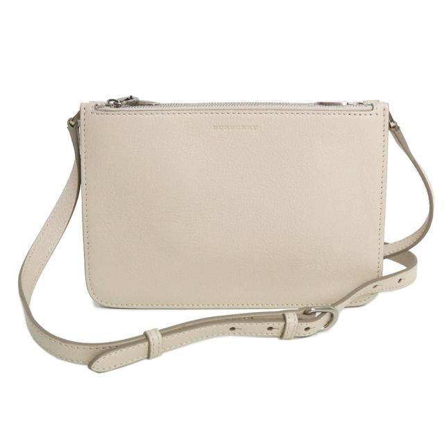 （未使用　展示品）バーバリー BURBERRY トリプルジップ ショルダーバッグ 斜め掛け ゴートスキン カーフスキン レザー ストーン シルバー金具 4075030