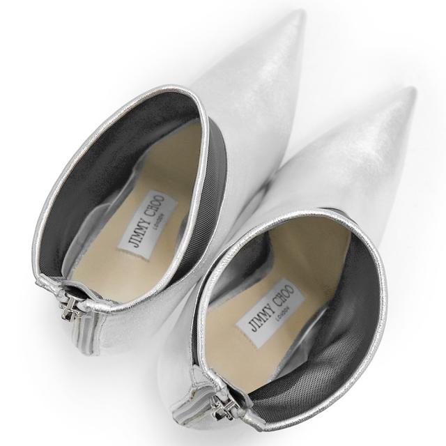 （未使用　展示品）ジミーチュウ JIMMY CHOO プレキシヒール アンクルブーツ シューズ 靴 #36.5 23.5cm ナッパレザー メッシュ シルバー ブラック 黒 シルバー金具 SIOUX